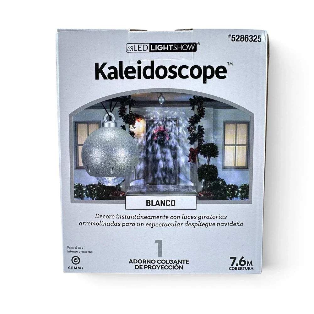 Gemmy Kaleidoscope LED Lightshow Hanging Projection Christmas Ornament White NEW